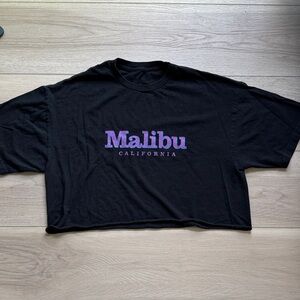 Brandy Melville Black Crop Top with Purple Malibu Text